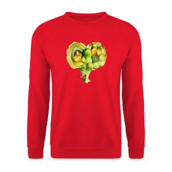 Delicate artichoke illustration in warm green tones - Unisex Sweatshirt - red - Front - Alina (178cm) & Michal (187cm)