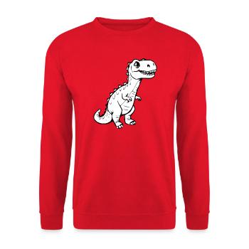 niedlicher Dinosaurier - Unisex Pullover - Rot - Vorne - Alina (178cm) & Michal (187cm)