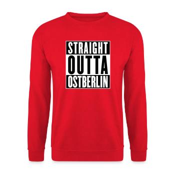 Straight outta Ostberlin (Farbe änderbar) - Unisex Pullover - Rot - Vorne - Alina (178cm) & Michal (187cm)