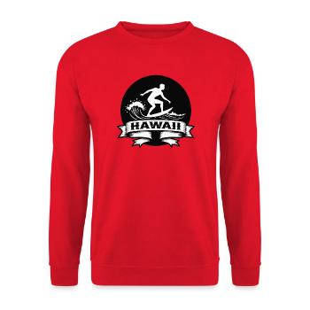 Surfer Hawaii Wellenbanner - Unisex Pullover - Rot - Vorne - Alina (178cm) & Michal (187cm)