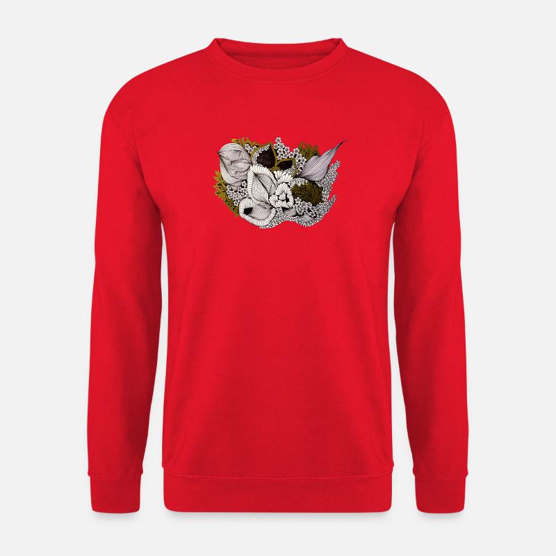 Pflanzenrausch Linienkunst - Unisex Pullover - Rot
