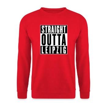 Straight outta Leipzig (Farben änderbar) - Unisex Pullover - Rot - Vorne - Alina (178cm) & Michal (187cm)