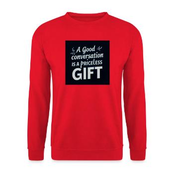 A Good Conversation is a Precious Gift - Unisex Sweatshirt - red - Front - Alina (178cm) & Michal (187cm)