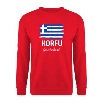Korfu - Unisex Pullover - Rot - Vorne - Alina (178cm) & Michal (187cm)