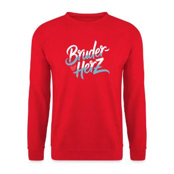 Bruderherz Brüder Großer Bro Spruch Kleiner Bruder - Unisex Pullover - Rot - Vorne - Alina (178cm) & Michal (187cm)