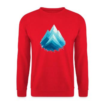 Blue Snowy Peaks Watercolor Freeride Skiing - Unisex Sweatshirt - red - Front - Alina (178cm) & Michal (187cm)