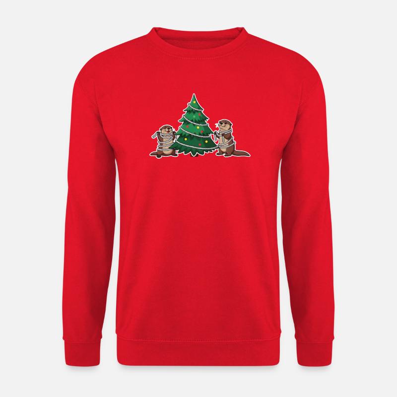 Otter Weihnachten Weihnachtsbaum - Unisex Pullover - Rot