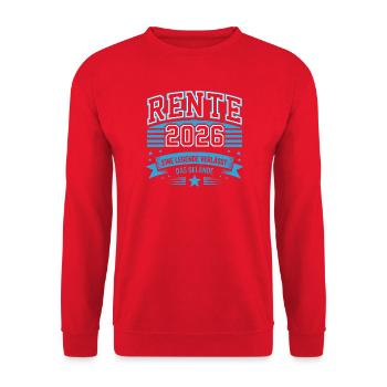 Rente 2026 Legende verlässt Gelände - Unisex Pullover - Rot - Vorne - Alina (178cm) & Michal (187cm)