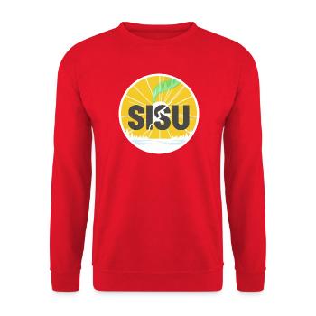 Sisu, Finlande - Sweat-shirt Unisexe - rouge - Devant - Alina (178cm) & Michal (187cm)