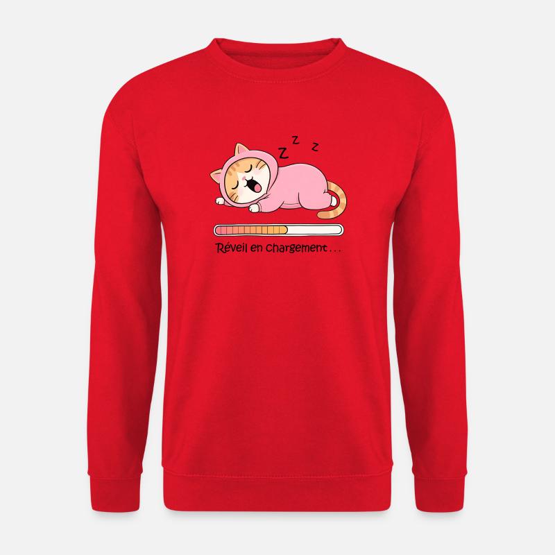 Aufladen des Katzenweckers - Unisex Pullover - Rot