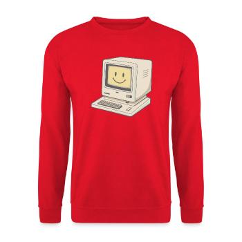 PC Retro Vintage Smile - Unisex Pullover - Rot - Vorne - Alina (178cm) & Michal (187cm)