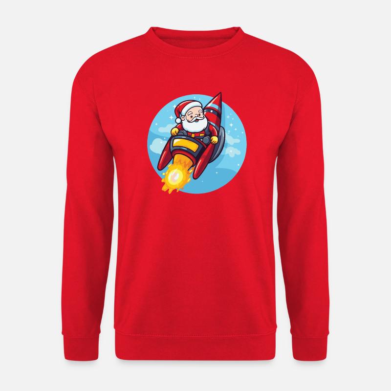 Weihnachtsmann Rakete Comic Weihnachten - Unisex Pullover - Rot