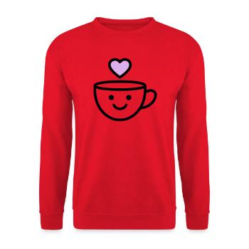 Tasse de bonjour avec un cœur pour vous - Sweat-shirt Unisexe - rouge - Devant - Alina (178cm) & Michal (187cm)