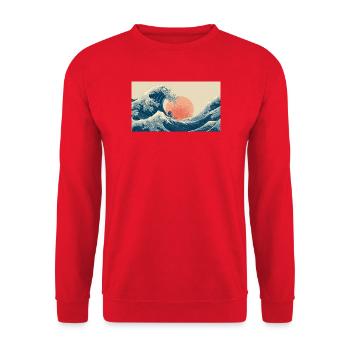 Surfing Wave at Sunset - Unisex Sweatshirt - red - Front - Alina (178cm) & Michal (187cm)