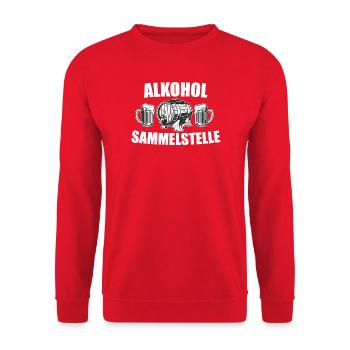 Alkoholsammelstelle - für Parties und den Witz - Unisex Pullover - Rot - Vorne - Alina (178cm) & Michal (187cm)