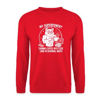 T-shirt Chat Codage Drôle - Superkraft Coffee - Sweat-shirt Unisexe - rouge - Devant - Alina (178cm) & Michal (187cm)