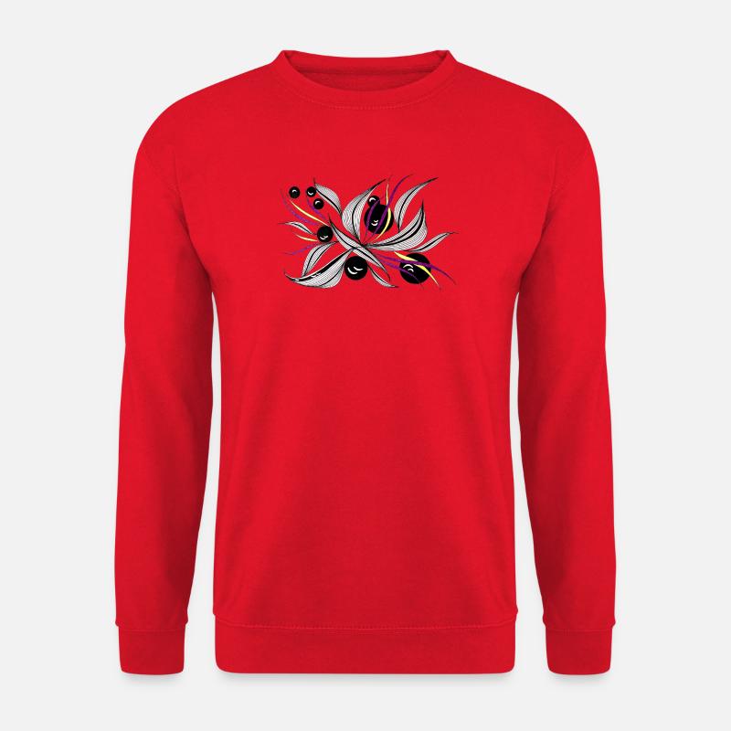 Schwarzweiß Blütenstrahl Muster - Unisex Pullover - Rot
