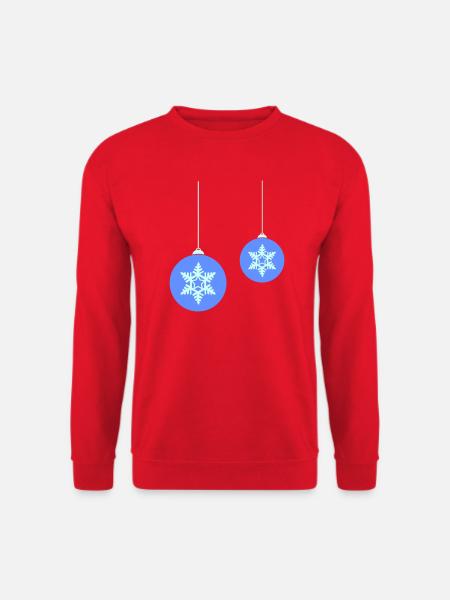Weihnachtskugel Schneeflocken Blau Ornament - Unisex Pullover - Rot