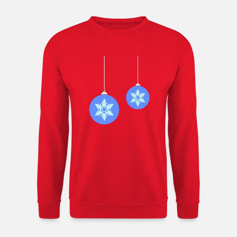 Weihnachtskugel Schneeflocken Blau Ornament - Unisex Pullover - Rot
