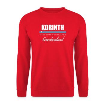 Korinth - Unisex Pullover - Rot - Vorne - Alina (178cm) & Michal (187cm)
