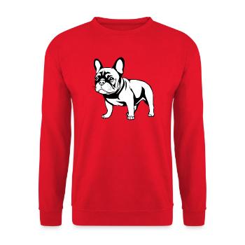 Bouledogue français noir et blanc - Sweat-shirt Unisexe - rouge - Devant - Alina (178cm) & Michal (187cm)