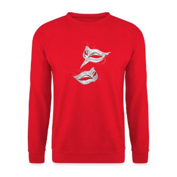 Elegant silver masks in ornamental style - Unisex Sweatshirt - red - Front - Alina (178cm) & Michal (187cm)