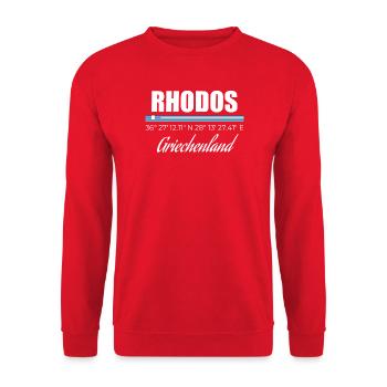 Rhodos - Unisex Pullover - Rot - Vorne - Alina (178cm) & Michal (187cm)