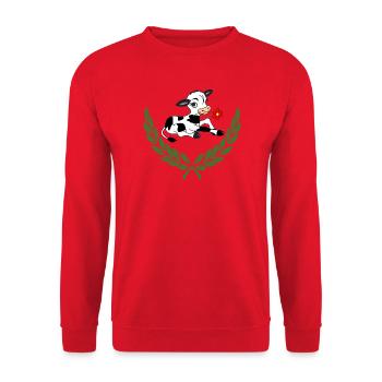 Joli veau en couronne de laurier vert - Sweat-shirt Unisexe - rouge - Devant - Alina (178cm) & Michal (187cm)