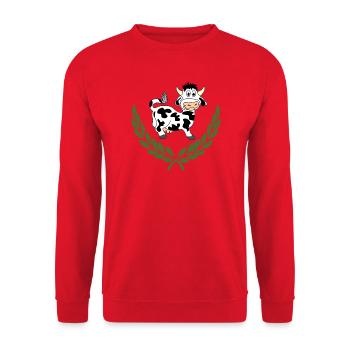 Une jolie vache en couronne de laurier vert - Sweat-shirt Unisexe - rouge - Devant - Alina (178cm) & Michal (187cm)