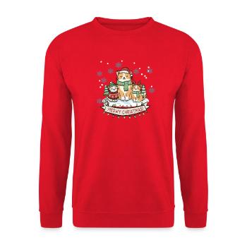Le Trio de Chats de Noël Miaousse - Sweat-shirt Unisexe - rouge - Devant - Alina (178cm) & Michal (187cm)