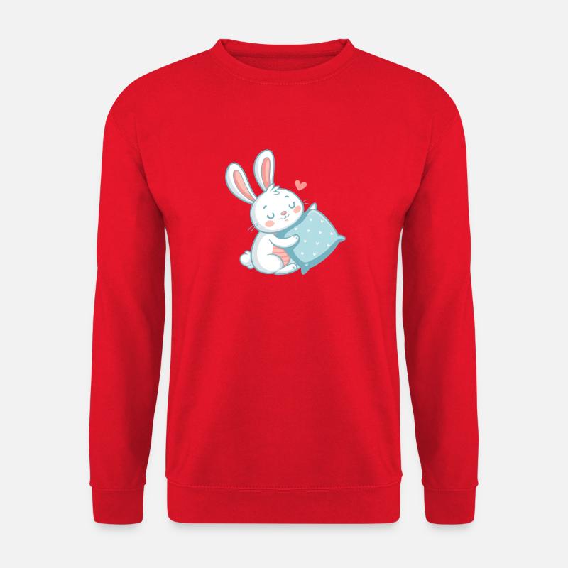 Pastel cuddly bunny and heart pillow - Unisex Sweatshirt - red
