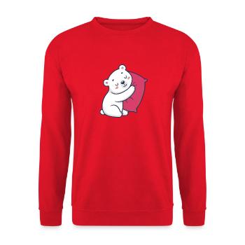 Polar bear hug and pink pillow - Unisex Sweatshirt - red - Front - Alina (178cm) & Michal (187cm)