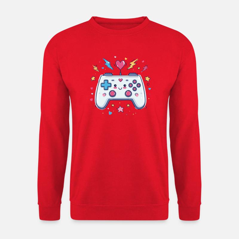 Herzcontroller Doodle Pixel Pop - Unisex Pullover - Rot