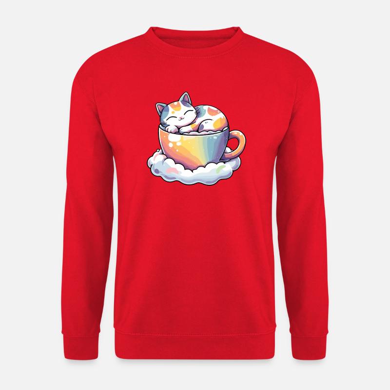 Katzen in Regenbogen-Teetasse - Unisex Pullover - Rot