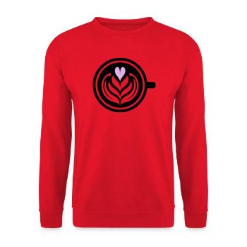 Coffee Love: Latte Art Heart Vector - Unisex Sweatshirt - red - Front - Alina (178cm) & Michal (187cm)