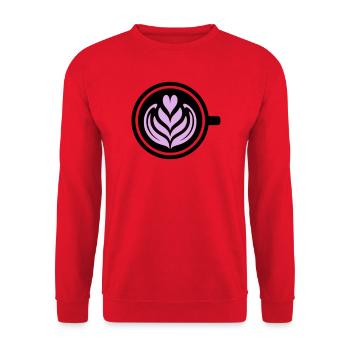 Coffee Love: Latte Art Heart Vector - Unisex Sweatshirt - red - Front - Alina (178cm) & Michal (187cm)
