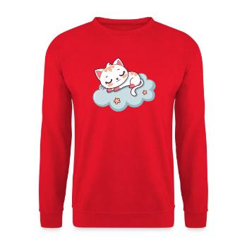 Chaton Dormant sur Nuage Doux - Sweat-shirt Unisexe - rouge - Devant - Alina (178cm) & Michal (187cm)