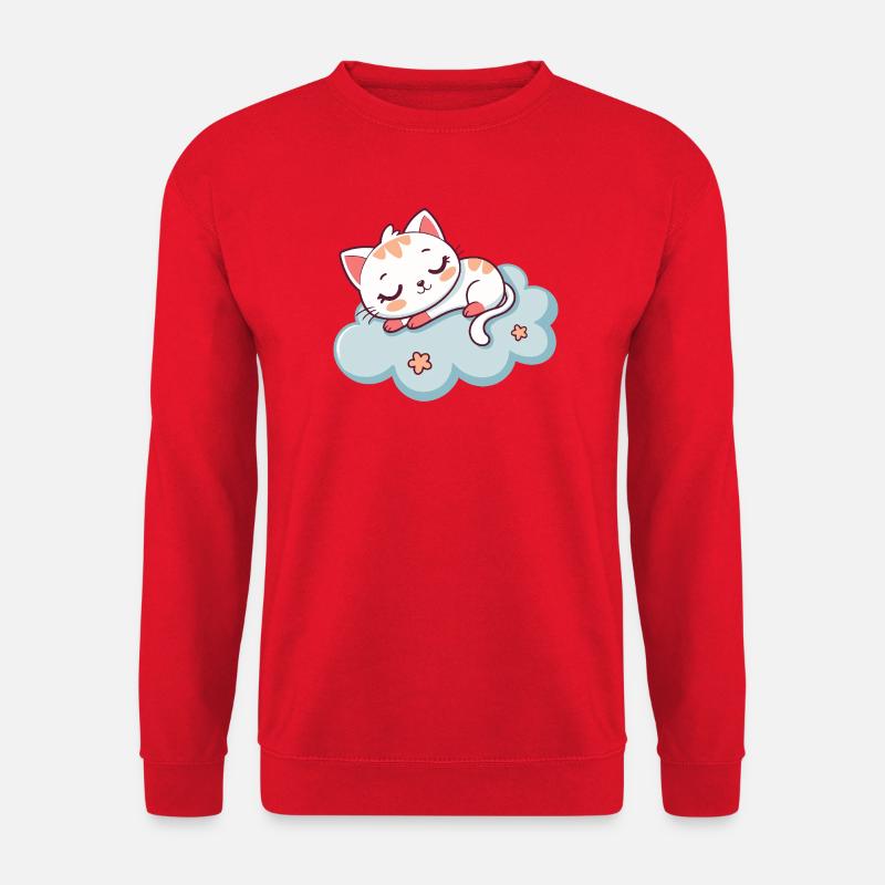 Sleeping Kitten on Soft Cloud - Unisex Sweatshirt - red
