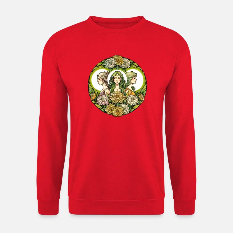 Verdant Trio im Chrysanthemum-Halo - Unisex Pullover - Rot