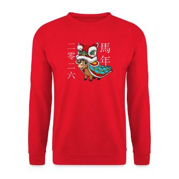 Year of the Horse 2026 – Chinese New Year for K - Unisex Sweatshirt - red - Front - Alina (178cm) & Michal (187cm)