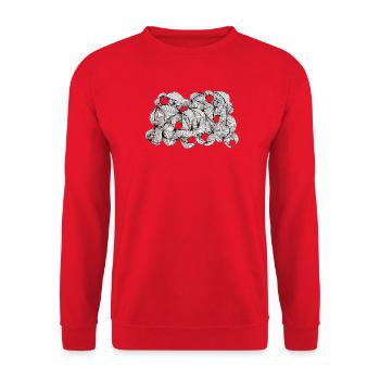 Lined Leaf Weave Pattern - Unisex Sweatshirt - red - Front - Alina (178cm) & Michal (187cm)