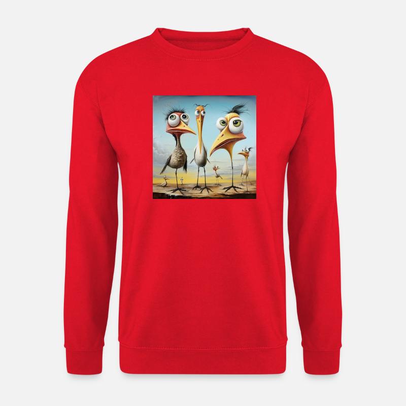 Küstenklatsch: Skurrile Vogeltruppe - Unisex Pullover - Rot
