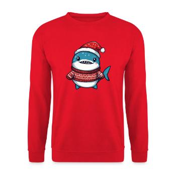 Shark Christmas Xmas - Unisex Sweatshirt - red - Front - Alina (178cm) & Michal (187cm)