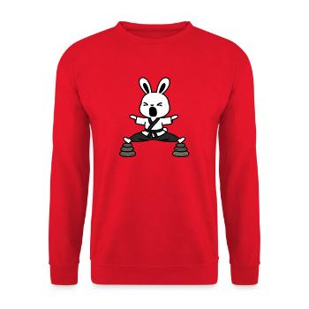 Zen Rabbit Kata on Stones - Unisex Sweatshirt - red - Front - Alina (178cm) & Michal (187cm)