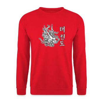 Taekwondo Dragon – Asian martial arts design - Unisex Sweatshirt - red - Front - Alina (178cm) & Michal (187cm)