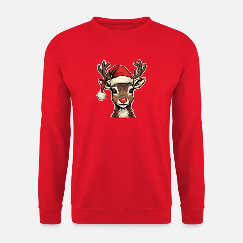 Rentier mit Santa Hut - Unisex Pullover - Rot