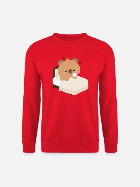 Schläfrige Kapybara im gemütlichen Bett - Unisex Pullover - Rot