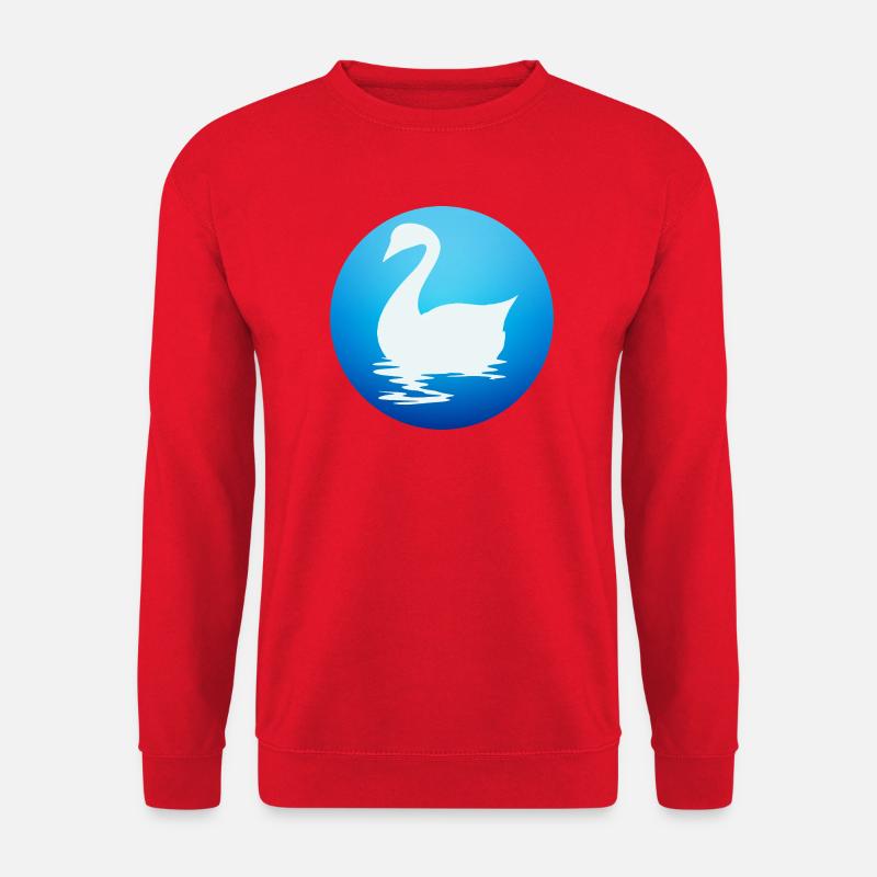 Elegante Schwan-Silhouette auf blauem Wasser - Unisex Pullover - Rot