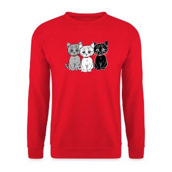 Drei Kätzchen - Unisex Pullover - Rot - Vorne - Alina (178cm) & Michal (187cm)