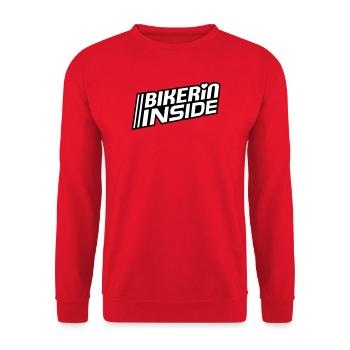Bikerin à l’intérieur des lettres (les couleurs peuvent être modifiées) - Sweat-shirt Unisexe - rouge - Devant - Alina (178cm) & Michal (187cm)